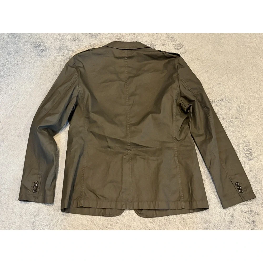 DKNY Jeans Utility Jacket Womens Large Gray Green Button Front Pockets Army